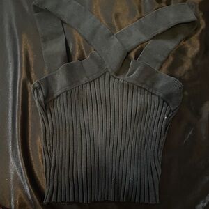 Cache Black Ribbed Crop Top